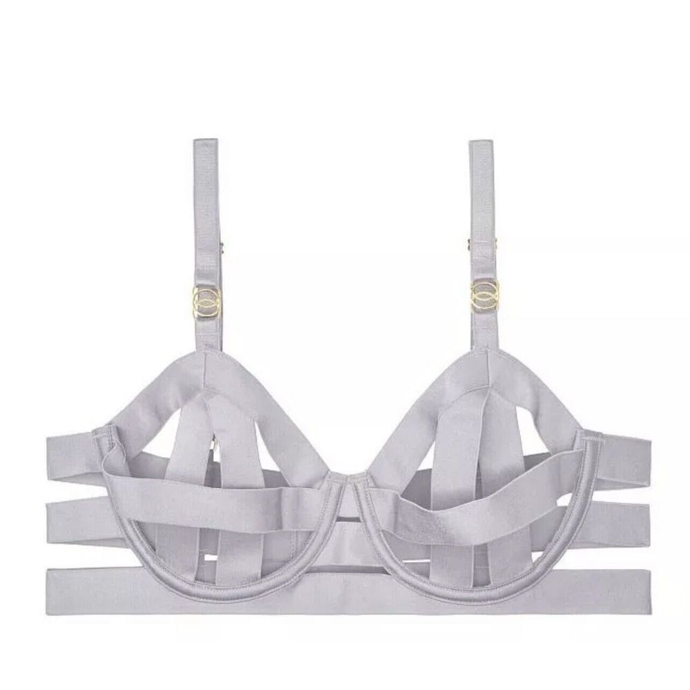 NWT Victorias Secret Luxe Lingerie Unlined Banded Balconet Bra Pearl Stone 34C